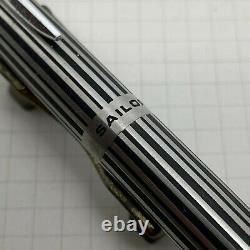 1368 Sailor Fountain Pen Stainless Steel Black Stripe Vintage Made in Japan