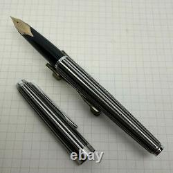 1368 Sailor Fountain Pen Stainless Steel Black Stripe Vintage Made in Japan