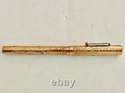 1917- Eclipse Solid 14k Gold Nib & Gold Filled Ornate Fountain Pen, See Pens