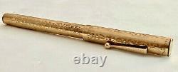 1917- Eclipse Solid 14k Gold Nib & Gold Filled Ornate Fountain Pen, See Pens