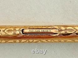 1917- Eclipse Solid 14k Gold Nib & Gold Filled Ornate Fountain Pen, See Pens