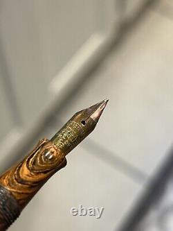 1920s WATERMAN 52 RED RIPPLE SOFT FLEX Gold NOODLE VINTAGE FOUNTAIN PEN