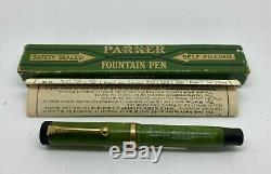 1925 NOS PARKER Black Tipped JADE Pre-Duofold Fountain Pen Boxed MINT UNUSED