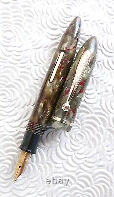 1930's Sheaffer Balance Fountain Pen Red Veined Celluloid & 14k Nib (WORKS)