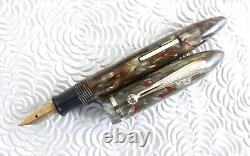 1930's Sheaffer Balance Fountain Pen Red Veined Celluloid & 14k Nib (WORKS)