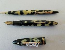 1935 Sheaffer Lifetime Balance Senior Oversize Pearl Black Fountain Pen + Pencil