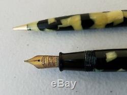 1935 Sheaffer Lifetime Balance Senior Oversize Pearl Black Fountain Pen + Pencil