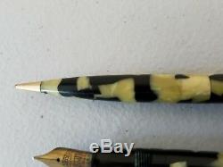 1935 Sheaffer Lifetime Balance Senior Oversize Pearl Black Fountain Pen + Pencil