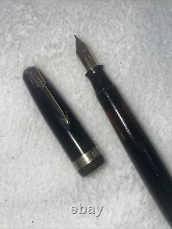 1946 PARKER VACUMATIC BLACK MAJOR- GT- Fountain Pen RESTORED Blue Diamond Clip