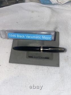 1946 PARKER VACUMATIC BLACK MAJOR- GT- Fountain Pen RESTORED Blue Diamond Clip