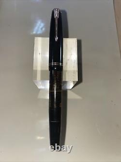 1948 PARKER VACUMATIC BLACK MAJOR-Gold Trim-Fountain Pen RESTORED-14K arrow nIb