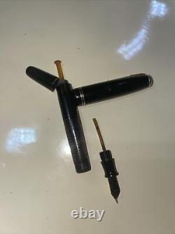 1948 PARKER VACUMATIC BLACK MAJOR-Gold Trim-Fountain Pen RESTORED-14K arrow nIb