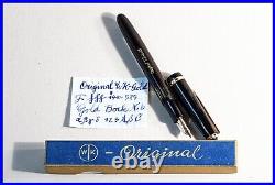 1950s Original WK fountain pen piston filler BLACK w flex F 14K Bock Gold nib