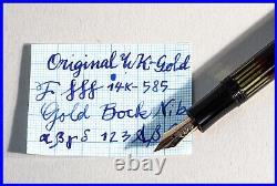 1950s Original WK fountain pen piston filler BLACK w flex F 14K Bock Gold nib