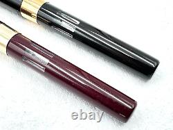 2 VINTAGE c1965 SHEAFFER COMPACT II BLACK NOS & BURGUNDY USED FOUNTAIN PEN 14K