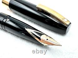 2 VINTAGE c1965 SHEAFFER COMPACT II BLACK NOS & BURGUNDY USED FOUNTAIN PEN 14K