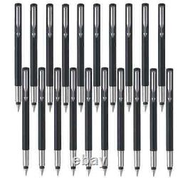 20 Pcs Parker Pen Vector Fountain Pen Matte Black Silver Clip With Fine Nib