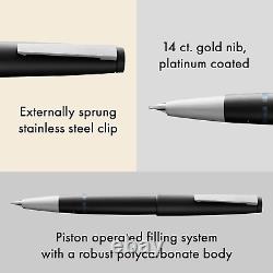 2000 Black Elegant Fountain Pen in Robust Fibreglass Barrel 14 Ct. Gold Nib