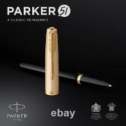 51 Fountain Pen Deluxe Black Barrel with Gold Trim Fine 18k Gold Nib with