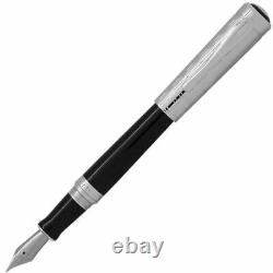 5280 Aspen Rhodium and Black Medium Fountain Pen