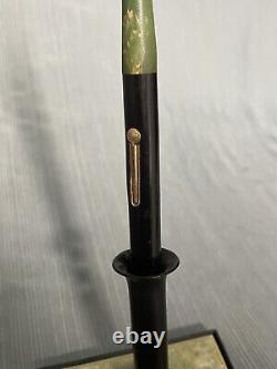 Antique 1920's Eclipse Fountain Pen Holder Desk Set 14k Nib Green Jade Celluloid