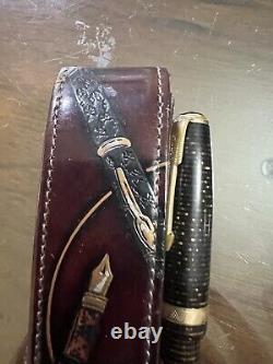 Antique PARKER VACUMATIC Fountain Pen Black/Gold Celluloid Original Packaging