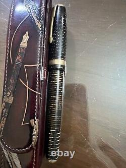 Antique PARKER VACUMATIC Fountain Pen Black/Gold Celluloid Original Packaging