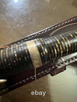 Antique PARKER VACUMATIC Fountain Pen Black/Gold Celluloid Original Packaging