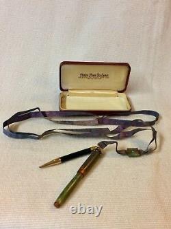 Antique Salz Bros. Peter Pan Deluxe Fountain Pen & Pencil Set On Ribbon