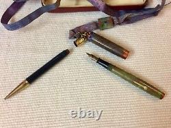 Antique Salz Bros. Peter Pan Deluxe Fountain Pen & Pencil Set On Ribbon