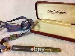 Antique Salz Bros. Peter Pan Deluxe Fountain Pen & Pencil Set On Ribbon