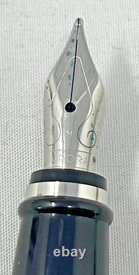 Aurora Fountain Pen Black Resin Chrome Cap Mib M E05 Used