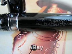 Aurora Optima black with chrome trim piston filling fountain pen 14kt Stub MIB