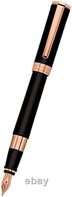 Aurora Tu Fountain Pen Black With Rose Gold Cap Nib size M