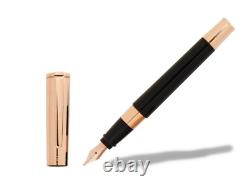 Aurora Tu Fountain Pen Black With Rose Gold Cap Nib size M