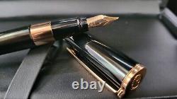 Aurora Tu Fountain Pen Black With Rose Gold Cap Nib size M