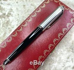 Authentic Cartier Fountain Pen Roadster Circular Graine 18kNib withBox&Paper(MINT)