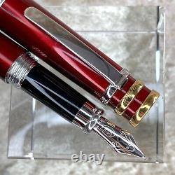 Authentic Cartier Fountain Pen Trinity Bordeaux Lacquer Finish with 18K Gold Nib