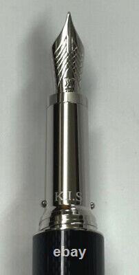 Authentic LOUIS VUITTON Damier Fountain Pen With Initial 18K Grandour N79007