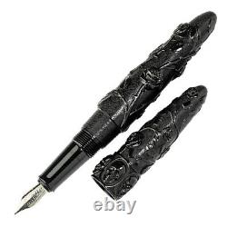 Benu Skulls and Roses Fountain Pen in Crow Black Broad Point NEW in Box