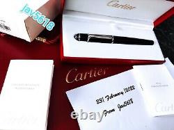 CARTIER DIABOLO F. PEN STEEL 18 kt GOLD NIB SAPPHIRE GEMSTONE, BLACK, RARE, NEW