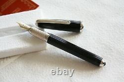 CARTIER Dandy Black Composite Stripes Platinum ST170039, Fountain Pen N. MINT