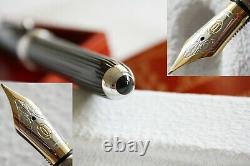 CARTIER Dandy Black Composite Stripes Platinum ST170039, Fountain Pen N. MINT