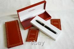 CARTIER Dandy Black Composite Stripes Platinum ST170039, Fountain Pen N. MINT