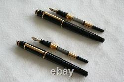 CARTIER Diabolo Black & Gold Finish Sapphire Two Fountain Pens MINT / NEAR MINT