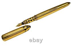 Cartier Fountain Pen Panthere 1990 In Yellow Goldplated Steel And Black Enamel