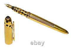 Cartier Fountain Pen Panthere 1990 In Yellow Goldplated Steel And Black Enamel