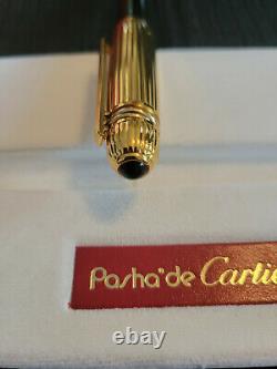 Cartier Fountain Pen Pasha de Cartier Black Lacquer 18K Nib M with Box