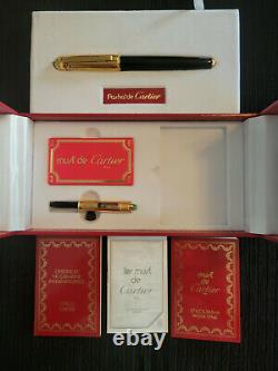 Cartier Fountain Pen Pasha de Cartier Black Lacquer 18K Nib M with Box