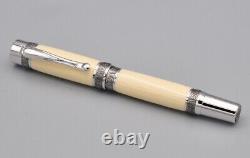 Celluloid Nitrate Rhodium and Black Titanium Fountain Pen Medium German Nib